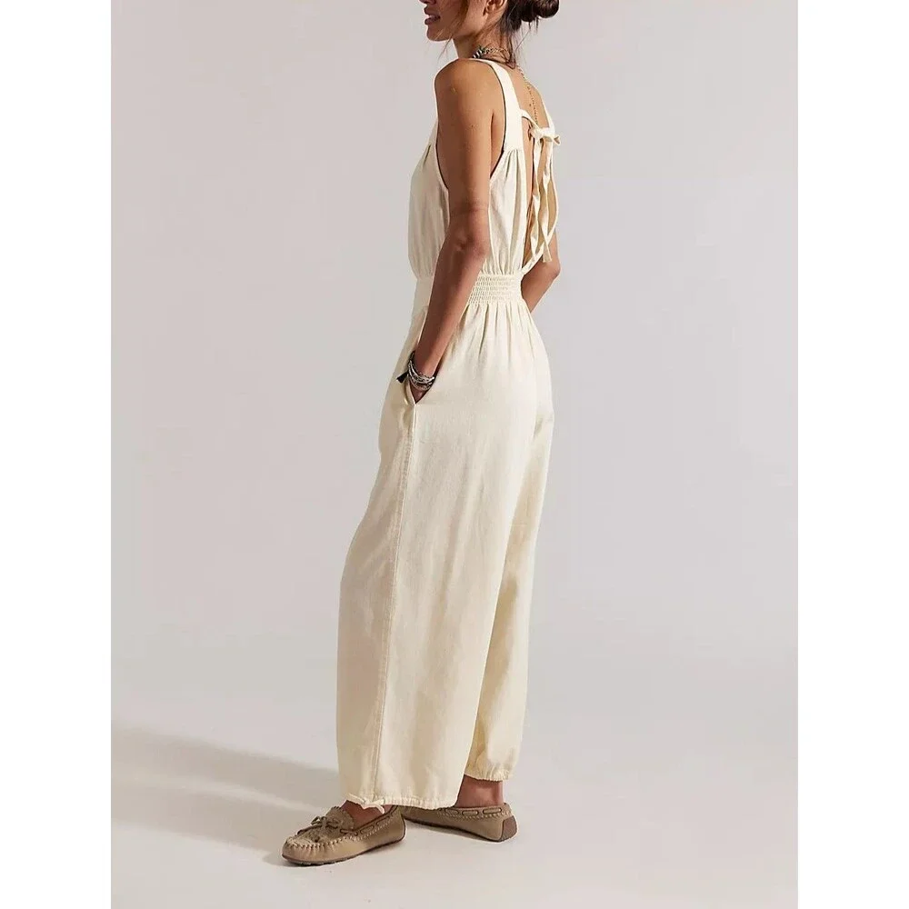Free People We The Free Vintage Heirloom One-Piece Jumpsuit Smocked XS 287987